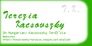 terezia kacsovszky business card